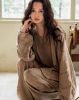 Premium Bamboo Cotton Loungewear Set - Casual Outfit for Indoor Relaxation and Outdoor Wear, Eco-Friendly Botanical Embroidered Pyjamas