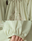 Bamboo Cotton Embroidered Pajama Set: Boho Women Sleepwear,Loungwear