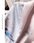 Reversible Mulberry Silk Scarf with Qipao Buttons – Double-Sided 6A Silk Wrap | Floral Bird Design Oriental Silk Shawl Hanfu Accessories