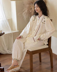 Gauze Cotton Embroidered Loungewear Set for Women – Vintage-Inspired Two-Piece Homewear | Soft Natural Fibre Pyjamas with Hand Detail