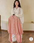 Gauze Cotton Embroidered Loungewear Set for Women – Vintage-Inspired Two-Piece Homewear | Soft Natural Fibre Pyjamas with Hand Detail