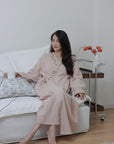 Hand-Embroidered Gauze Cotton Kimono Robe: Lightweight Summer Lounge Wear