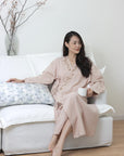 Hand-Embroidered Gauze Cotton Kimono Robe: Lightweight Summer Lounge Wear