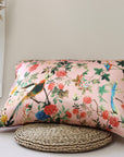 Mulberry Silk Pillowcase: Oriental Bird Floral Design, 22 Momme Silk Bedding