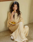 Butter Yellow Bamboo Lounge Set: Ruffle Sleeve Loungewear