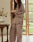 Premium Bamboo Cotton Loungewear Set - Casual Outfit for Indoor Relaxation and Outdoor Wear, Eco-Friendly Botanical Embroidered Pyjamas