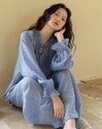 Embroidered Gauze Cotton Loungewear Set or Dress: Relaxed Fit Sleepwear