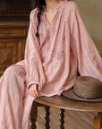 Pink Bamboo Cotton Pyjamas – Embroidered Dress or Two-Piece Pants Loungewear