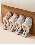 Embroidered Brocade Slippers: Faux Fur Lined Oriental Mules