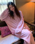 Sustainable Cotton Sleepwear Set / Pink Embroidered Heart Trim Loungewear / Feminine Pyjamas Gift Idea for Daughter