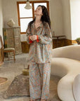 Bamboo Cotton Pajama Set: Lightweight Button-Up Loungewear, Cotton Sleepwear, Long Sleeves Pyjamas