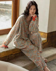 Bamboo Cotton Pajama Set: Lightweight Button-Up Loungewear, Cotton Sleepwear, Long Sleeves Pyjamas