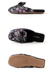 Women Winter Slippers - Japanese Kimono Style Slippers – Embroidered Sakura Oriental Charm