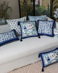 Blue and White Cushion Cover, Chinoiserie Throw Pillow Cases, Oriental Sofa Bed Pillows, French Country Decorative Set, Christmas Gift Décor