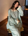 Vintage Floral Bamboo Cotton Loungewear Set – Lace Trim Pyjamas for Women - Japandi-loungewear fusion - Eco-Friendly Sleepwear