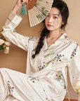 Silk Blend Japanese Kimono Wrap Pyjama Set - Frog Button Loungewear
