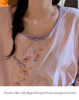 Bamboo Cotton Pyjama Set - Cheongsam Collar and Embroidered Cuffs