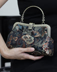 Handmade Song Brocade Silk Handbag “Jinsha Feidie” | Oriental Evening Bag with Vintage Brass Frame | Crossbody Heritage Purse for Women