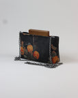 Handmade Silk Handbag with Wooden Clasp | Natural Dyed Xiangyun Silk Persimmon Print Crossbody | Oriental Heritage Evening Purse