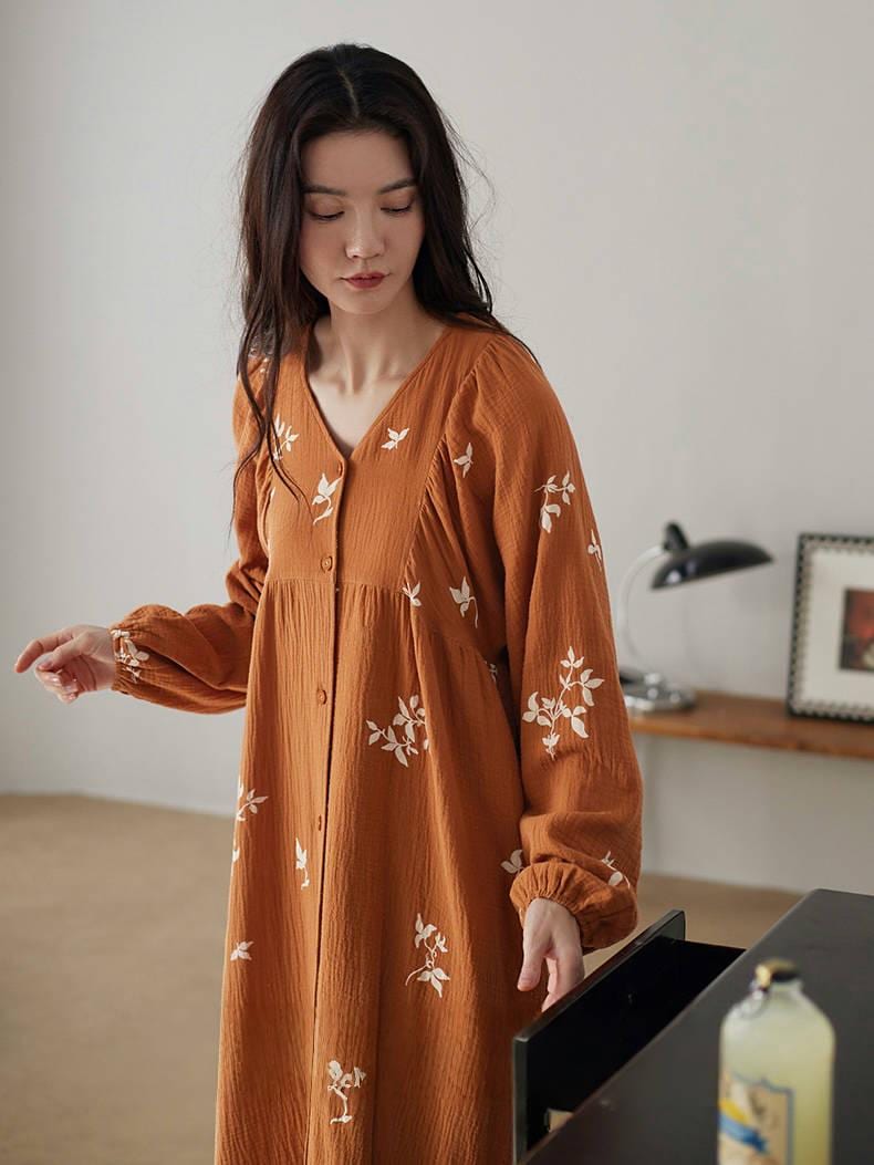 Embroidered Muslin Cotton Sleep Dress