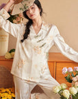 Silk Blend Japanese Kimono Wrap Pyjama Set - Frog Button Loungewear