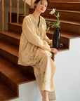Luxury Cotton Robe for Women Christmas gift for Her All-Season Long Sleeve Lounge Robe, Winter Bathrobe for Indoor and Outdoor Wear