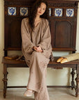 Premium Bamboo Cotton Loungewear Set - Casual Outfit for Indoor Relaxation and Outdoor Wear, Eco-Friendly Botanical Embroidered Pyjamas