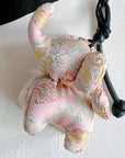 Christmas Bag Charm – Silk Fabric Hanging Ornament for Christmas Stocking Filler, Lucky Elephant , Handmade Christmas Gifts