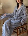 Gauze Cotton Loungewear Set: Breathable Linen-Look Pajamas
