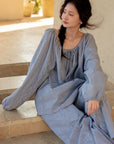 Bamboo Cotton Embroidered Pajama, Soft Breathable Loungewear, Oversized Fit Lounge Set, Sustainable Clothing, Gift Pack for Christmas