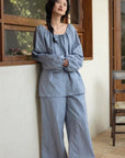 Bamboo Cotton Embroidered Pajama, Soft Breathable Loungewear, Oversized Fit Lounge Set, Sustainable Clothing, Gift Pack for Christmas