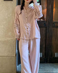 Muslin Cotton Pajamas Set for Women | 100% Cotton Gauze Loungewear with Embroidered Sleeves | Breathable Homewear | Christmas Sleepwear Gif