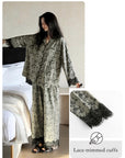 Butterfly Print Cotton Pyjama Set: Oriental Button-Up Loungewear