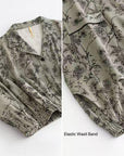 Butterfly Print Cotton Pyjama Set: Oriental Button-Up Loungewear