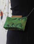 Handmade Silk Handbag with Wooden Clasp | Natural Dyed Xiangyun Silk Persimmon Print Crossbody | Oriental Heritage Evening Purse