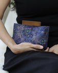 Handmade Silk Handbag with Wooden Clasp | Natural Dyed Xiangyun Silk Persimmon Print Crossbody | Oriental Heritage Evening Purse