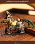 Handmade Silk Horse Bag Charm – Christmas Stocking Filler, Embroidered Horse Ornament, Lucky Horse Keyrings, Christmas Tree Decor
