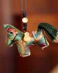 Handmade Silk Horse Bag Charm – Christmas Stocking Filler, Embroidered Horse Ornament, Lucky Horse Keyrings, Christmas Tree Decor