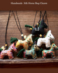 Handmade Silk Horse Bag Charm – Christmas Stocking Filler, Embroidered Horse Ornament, Lucky Horse Keyrings, Christmas Tree Decor