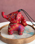 Christmas Bag Charm – Silk Fabric Hanging Ornament for Christmas Stocking Filler, Lucky Elephant , Handmade Christmas Gifts