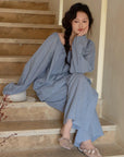 Bamboo Cotton Embroidered Pajama, Soft Breathable Loungewear, Oversized Fit Lounge Set, Sustainable Clothing, Gift Pack for Christmas