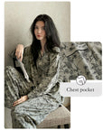 Butterfly Print Cotton Pyjama Set: Oriental Button-Up Loungewear