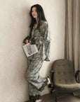Butterfly Print Cotton Pyjama Set: Oriental Button-Up Loungewear
