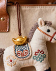 Silk Embroidered Horse Ornament • Lucky Charm Keychain • Oriental Bag Charm • Christmas Stocking Filler • Tree Decor • Mulberry Silk Gift