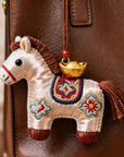 Silk Embroidered Horse Ornament • Lucky Charm Keychain • Oriental Bag Charm • Christmas Stocking Filler • Tree Decor • Mulberry Silk Gift