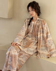 Soft Bamboo Cotton Kimono Pajama Set, 3 Piece Women’s Tie Dye Loungewear