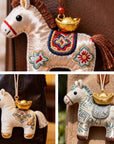 Silk Embroidered Horse Ornament • Lucky Charm Keychain • Oriental Bag Charm • Christmas Stocking Filler • Tree Decor • Mulberry Silk Gift