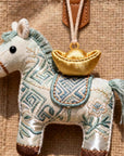 Silk Embroidered Horse Ornament • Lucky Charm Keychain • Oriental Bag Charm • Christmas Stocking Filler • Tree Decor • Mulberry Silk Gift
