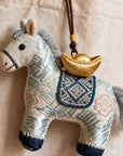 Silk Embroidered Horse Ornament • Lucky Charm Keychain • Oriental Bag Charm • Christmas Stocking Filler • Tree Decor • Mulberry Silk Gift