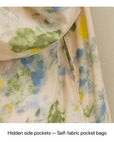 Bamboo Cotton Pajama Set | Green Tone Watercolour Floral Nightdress | Ruffle Collar Button Front | Oversized Style Loungewear
